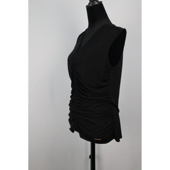 Nine West Women's Black Sleeveless Saleha Rached V-Neck Top Size Medium - Picture 3 of 13